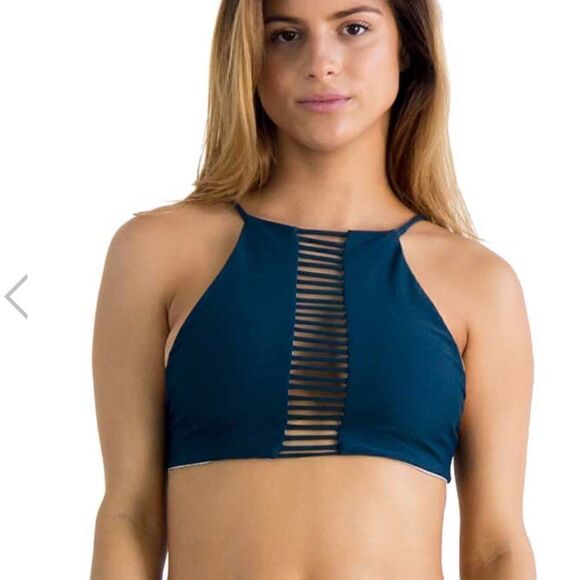 Nirvanic Swim Teal Strappy Jungle Baris Bikini Top Women’s Large - Picture 1 of 7